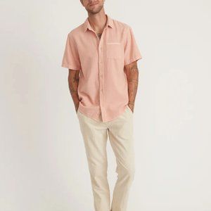 Short Sleeve Selvage Cotton Shirt in Soft Peach